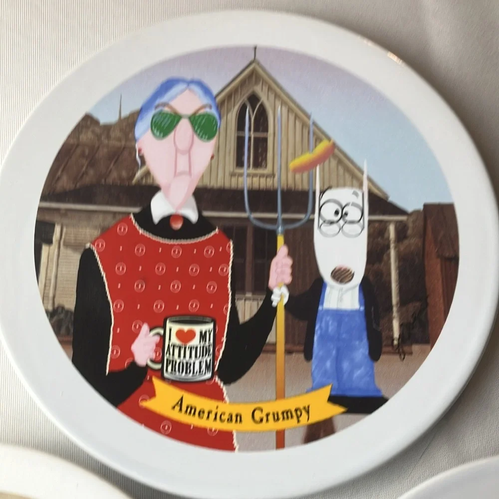 Hallmark Maxine Set Of 3 Decor Plates 7.5” American Grumpy Collectible